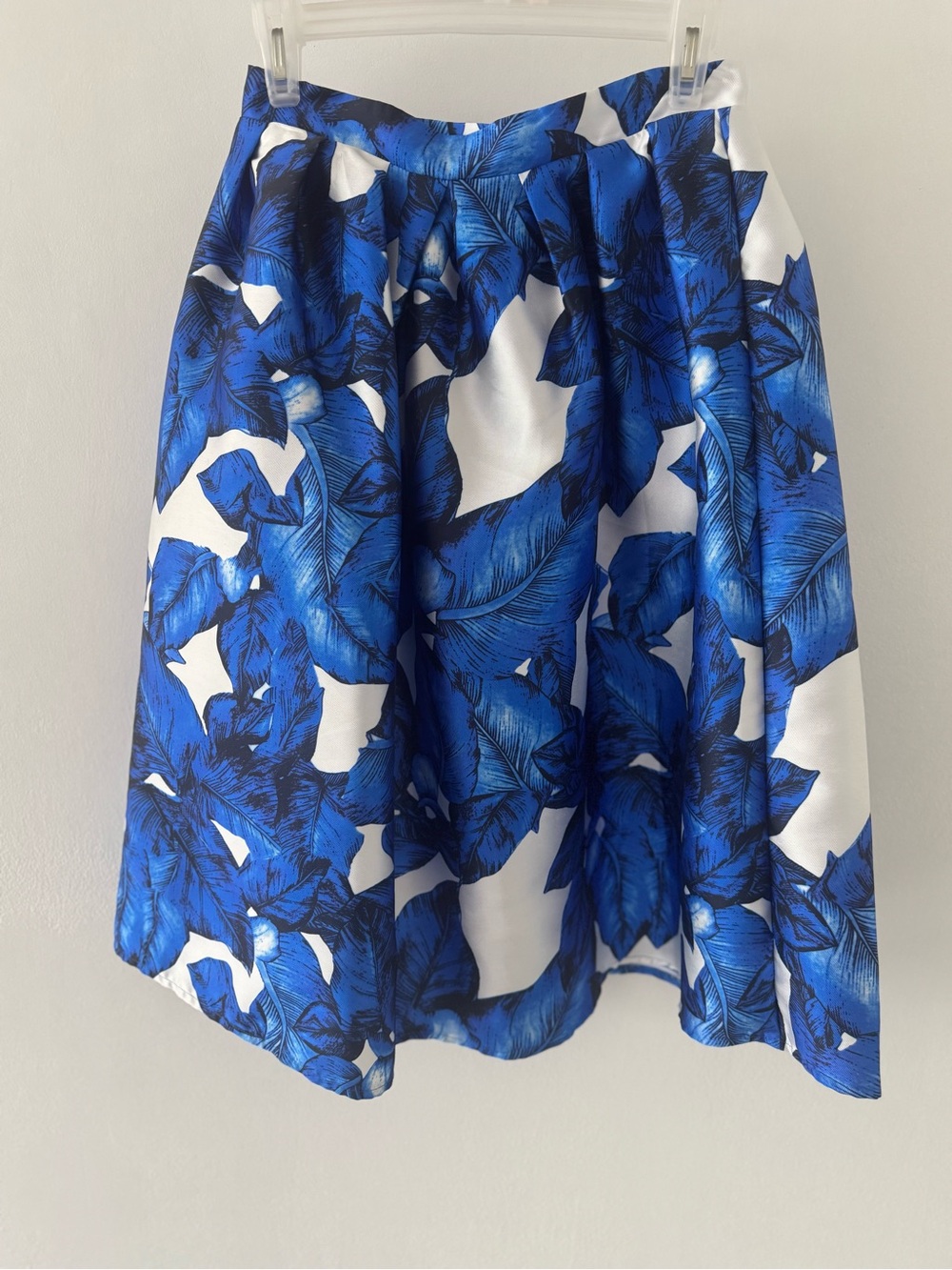 Blue Floral A-Line Midi Skirt